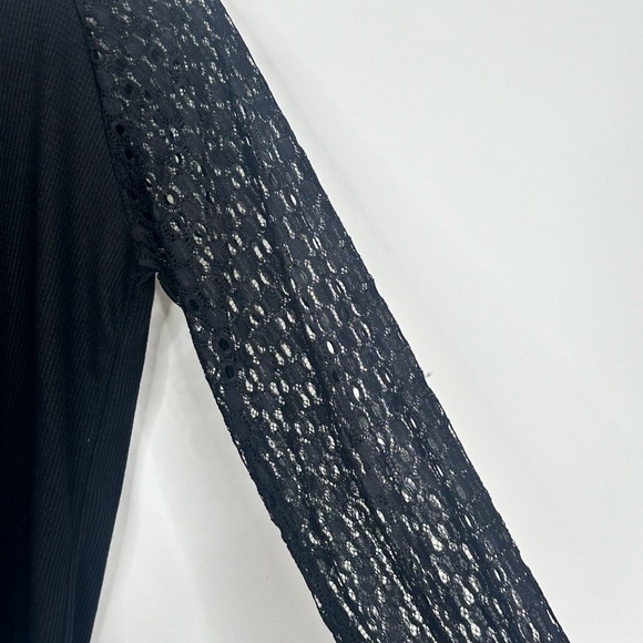 NWT MIHOLL Black Lace Sleeve Sweater Top Elegant Evening Party Blouse Size Med - Picture 5 of 10